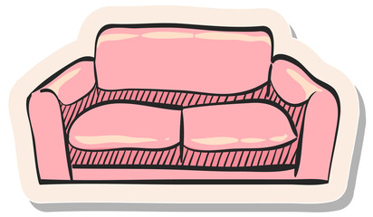 Hand drawn sticker style icon Couch