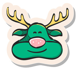 Hand drawn sticker style icon Reindeer