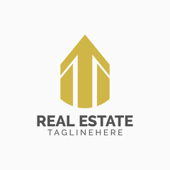 Fototapeta premium Logo template real estate, apartment, condo, house, rental, business. brand, branding, logotype, company, corporate, identity. Clean, modern and elegant style design