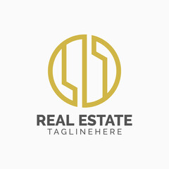 Logo template real estate, apartment, condo, house, rental, business. brand, branding, logotype, company, corporate, identity. Clean, modern and elegant style design