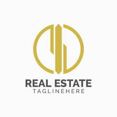 Logo template real estate, apartment, condo, house, rental, business. brand, branding, logotype, company, corporate, identity. Clean, modern and elegant style design