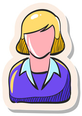 Hand drawn sticker style icon Female receptionist