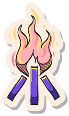 Hand drawn sticker style icon Camp fire