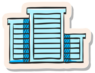 Hand drawn sticker style icon Hotel building