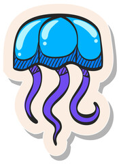 Hand drawn sticker style icon Jellyfish