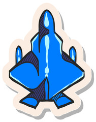 Hand drawn sticker style icon Fighter jet