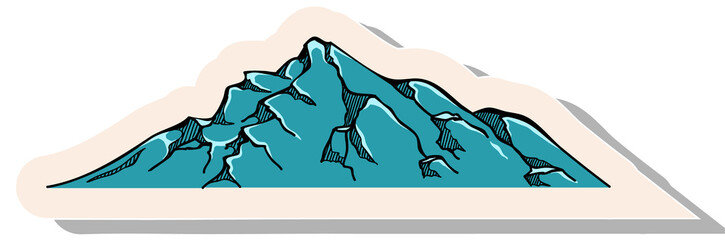 Hand drawn sticker style Mountain vector illustration