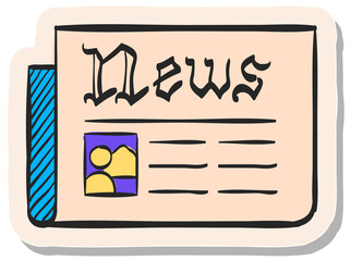 Hand drawn sticker style icon Newspaper