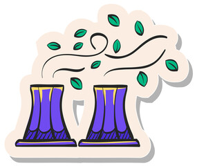 Hand drawn sticker style icon Nuclear plant