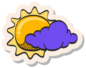 Hand drawn sticker style icon Forecast partly cloudy