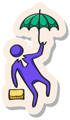 Hand drawn sticker style icon Businessman umbrella