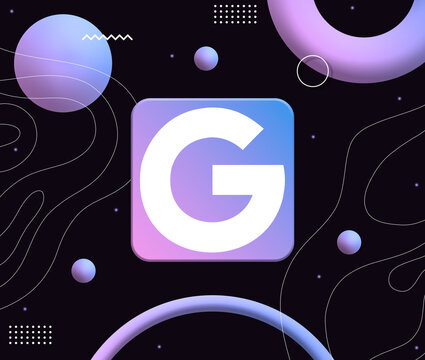 Google logo icon on the background of aesthetic neon shapes 3d