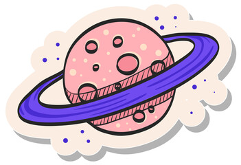 Hand drawn sticker style icon Planet Saturn