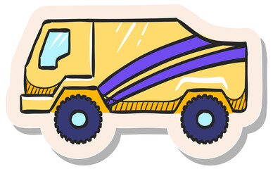 Hand drawn sticker style icon Rally truck