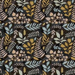 Seamless pattern floral abstract.Botanical vintage nature background.Print fashion textile.