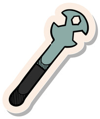 Hand drawn sticker style Bicycle spanner icon vector illustration
