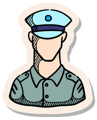 Hand drawn sticker style Man in uniform icon vector illustration