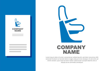 Blue Airplane seat icon isolated on white background. Logo design template element. Vector