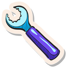 Hand drawn sticker style icon Wrench