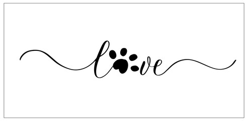 Love pet. Wavy elegant calligraphy spelling for decoration.