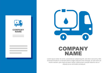 Blue Fuel tanker truck icon isolated on white background. Gasoline tanker. Logo design template element. Vector