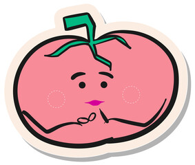 Hand drawn sticker style Tomato characters drawing vector illustration