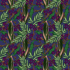 Hand painting watercolor illustrationinspired by ahouseplants oxalis tropical rainforest foliage leaf plants seamless pattern