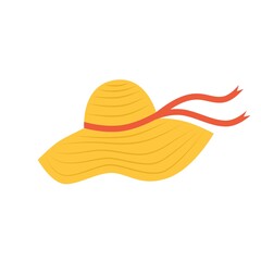 Women's summer hat. Flat vector illustration isolated on a white background.