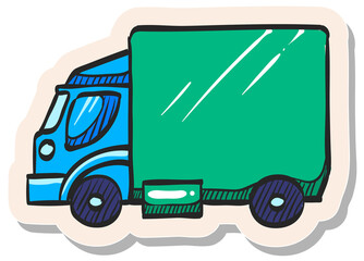 Hand drawn sticker style icon Truck