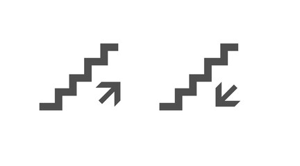 Climbing and down stairs icon. Vector Isolated Black and White Illustration of Stairs Signs