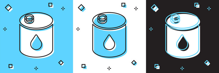 Set Barrel oil icon isolated on blue and white, black background. Vector