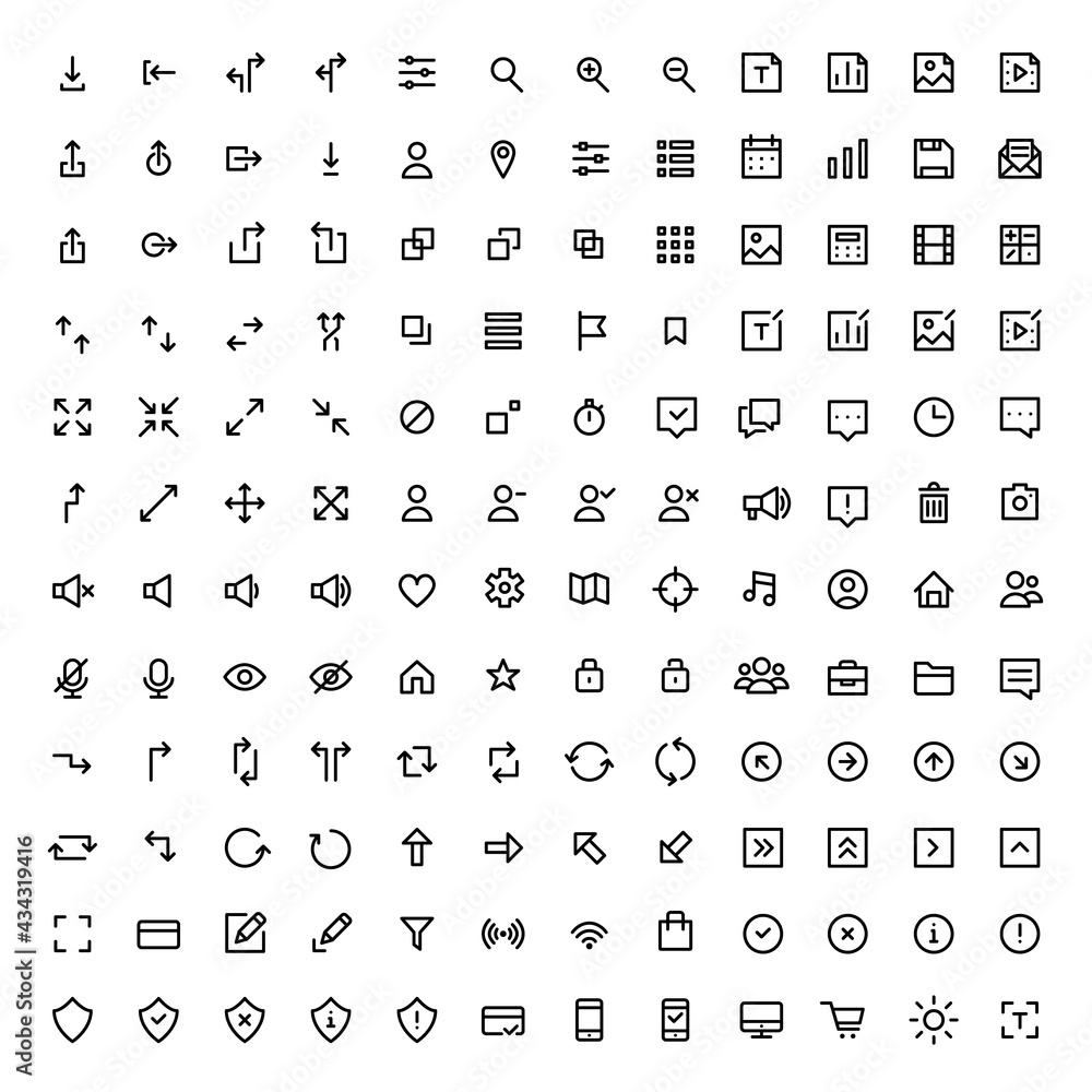 Poster thin line editable stroke pixel perfect ui icons