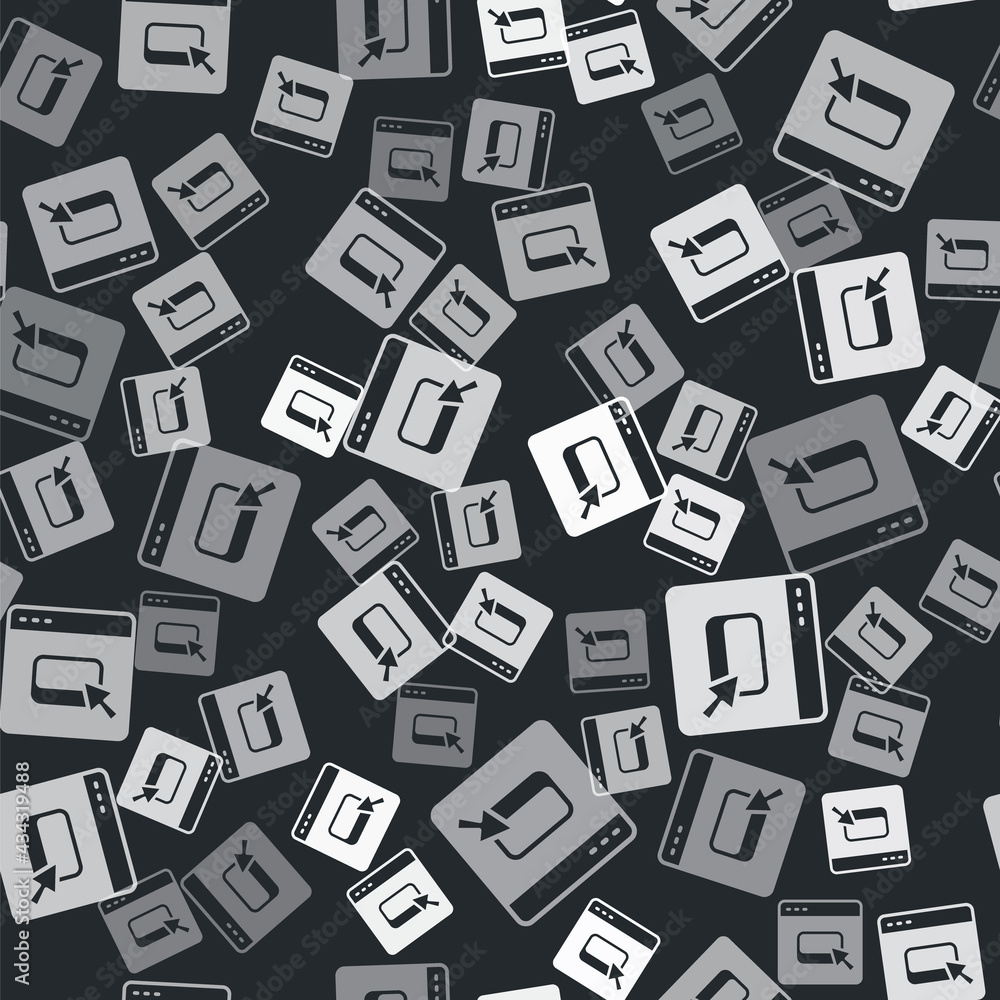 Aufkleber grey browser files icon isolated seamless pattern on black background. vector