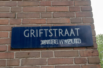 Street Sign Griftstraat At Amsterdam The Netherlands 18-5-2021