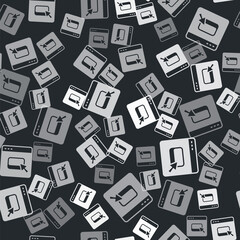 Grey Browser files icon isolated seamless pattern on black background. Vector