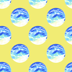 There are bright circles on the yellow background.