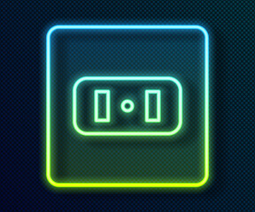 Glowing neon line Electrical outlet icon isolated on black background. Power socket. Rosette symbol. Vector