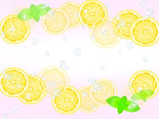 レモンとミントと水滴のフレーム