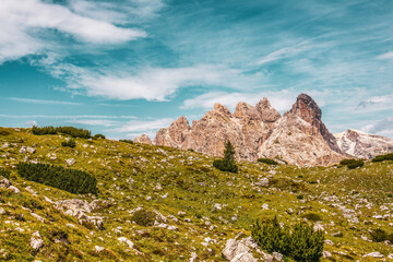 Three Peaks Nature Park in the Dolomites, Italy.