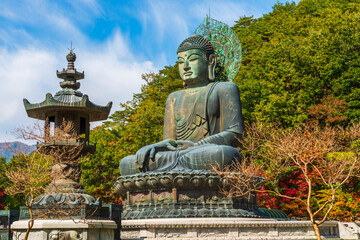 Tonsil Daebul_Buddha Statue, Shinheungsa Temple, Seoraksan National Park, Sokcho, Gangwon, Korea - obrazy, fototapety, plakaty