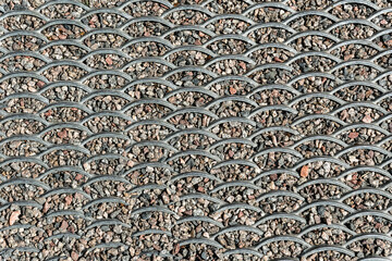 Fototapeta premium Gravel garden path. Stone and steel frame