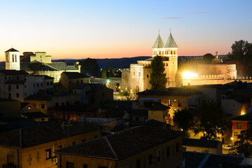 Fototapeta na wymiar Toledo, Spain - October 29, 2020: View to the old town from the observation deck during sunset
