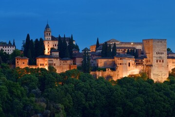 Fototapeta na wymiar Granada Alhambra panoramic view at night