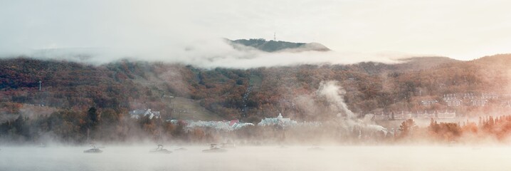 Morning foggy lake