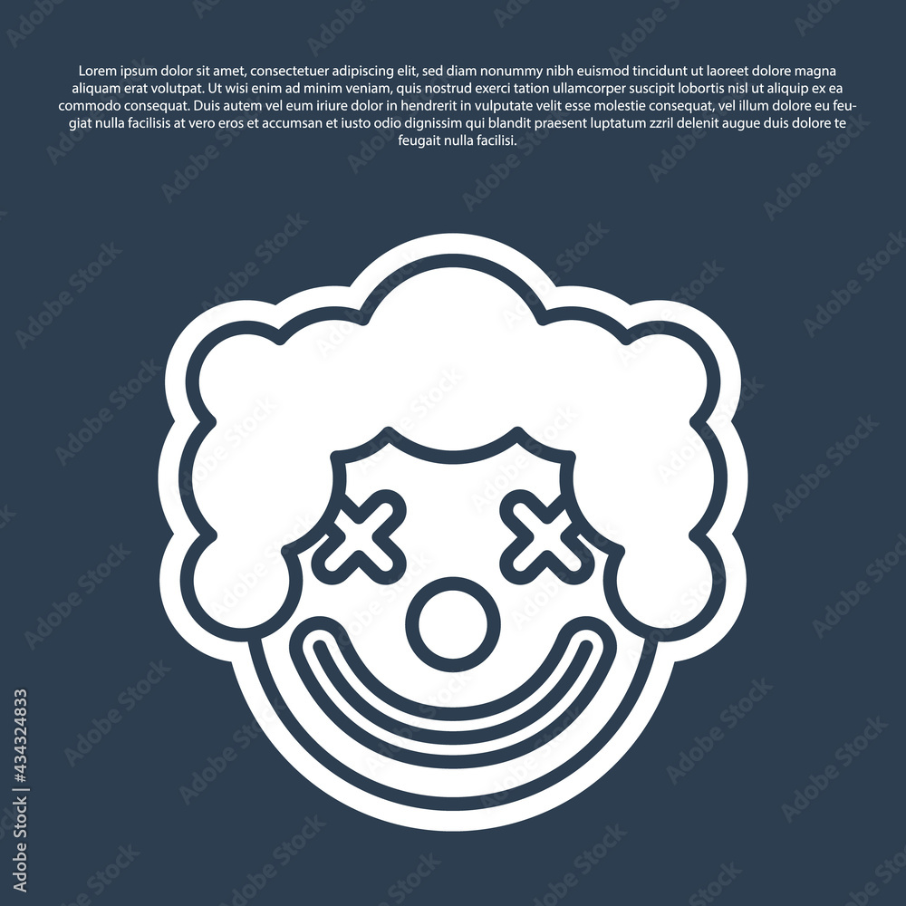 Wall mural blue line clown head icon isolated on blue background. vector