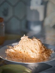 Freshly Grated Cheese. home cuisine. gouda cheese