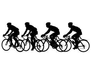 Young athlete on a bike for extreme stunts. Isolated silhouette on a white background