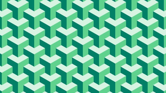 Simple Green Geometric Vector Pattern With 3d Illusion
