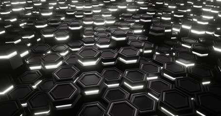 Black and White. Hexagon abstract background. hexagonal structure 3d illustration