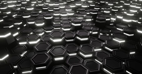Fototapeta premium Black and White. Hexagon abstract background. hexagonal structure 3d illustration